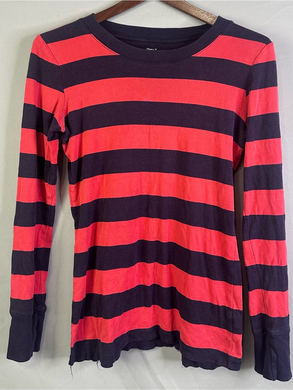 GAP Long-Sleeve Striped Tee in Pink and Black